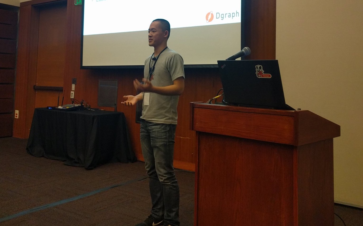Sung giving a talk