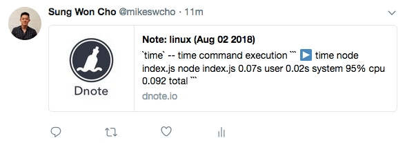 Dnote when shared on Twitter