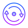 A circle with revolving arrows, representing the synchronization of data